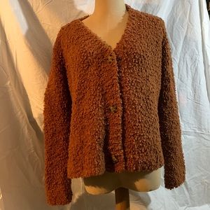 Pink Rose size medium rust colored cropped button down cardigan